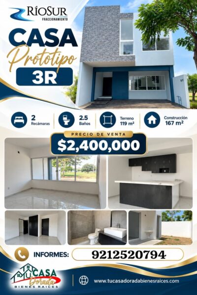 CASA EN VENTA MODELO 3R, RIO SUR, COATZACOALCOS