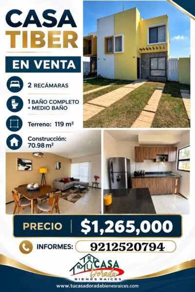 CASA EN VENTA MODELO TIBER, RIO SUR, COATZACOALCOS